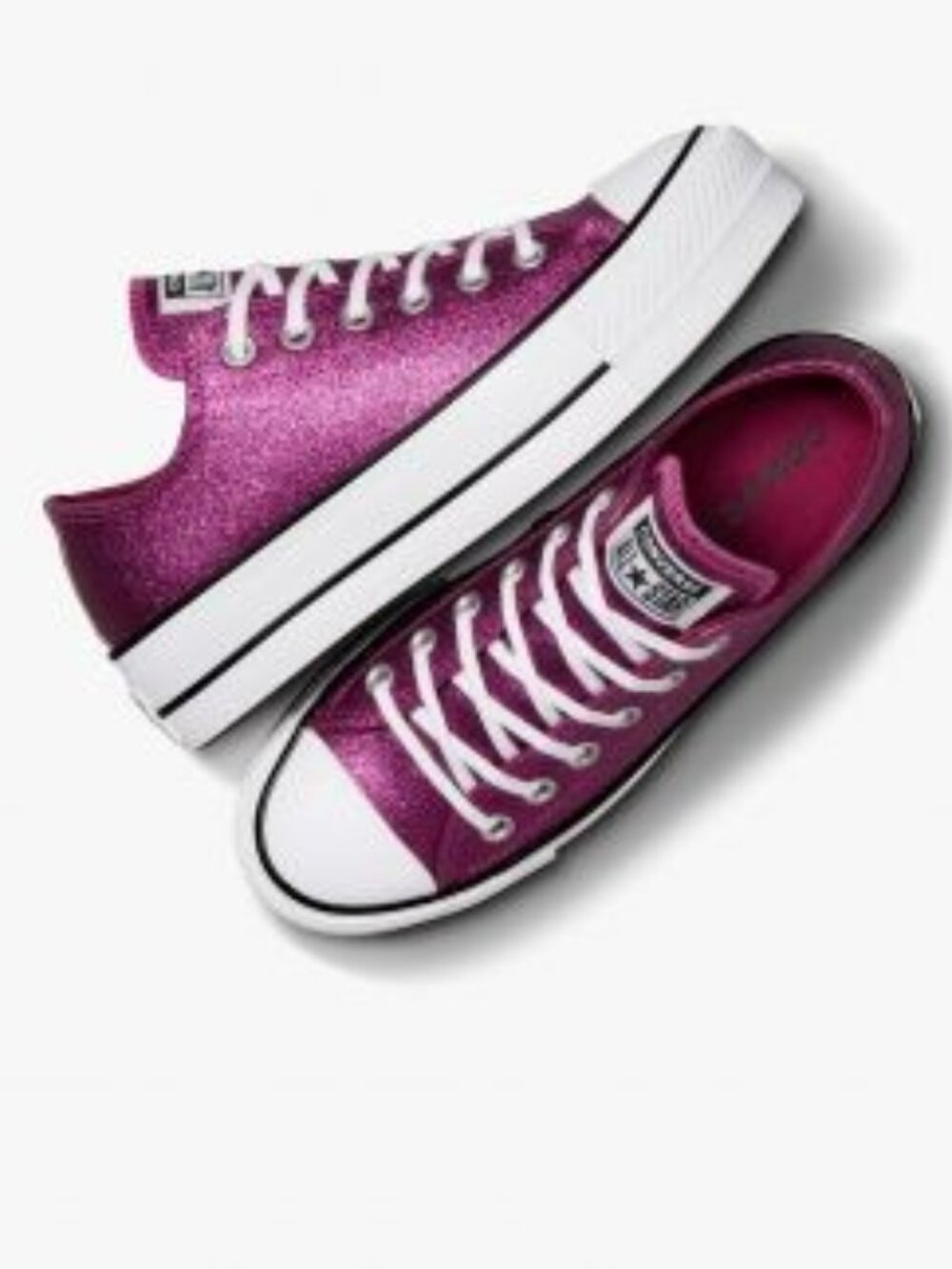 Converse CTAS Glitter Lift Platform Ox Sneakers Low Top Sparkle Party Berry Pink - Picture 8 of 8
